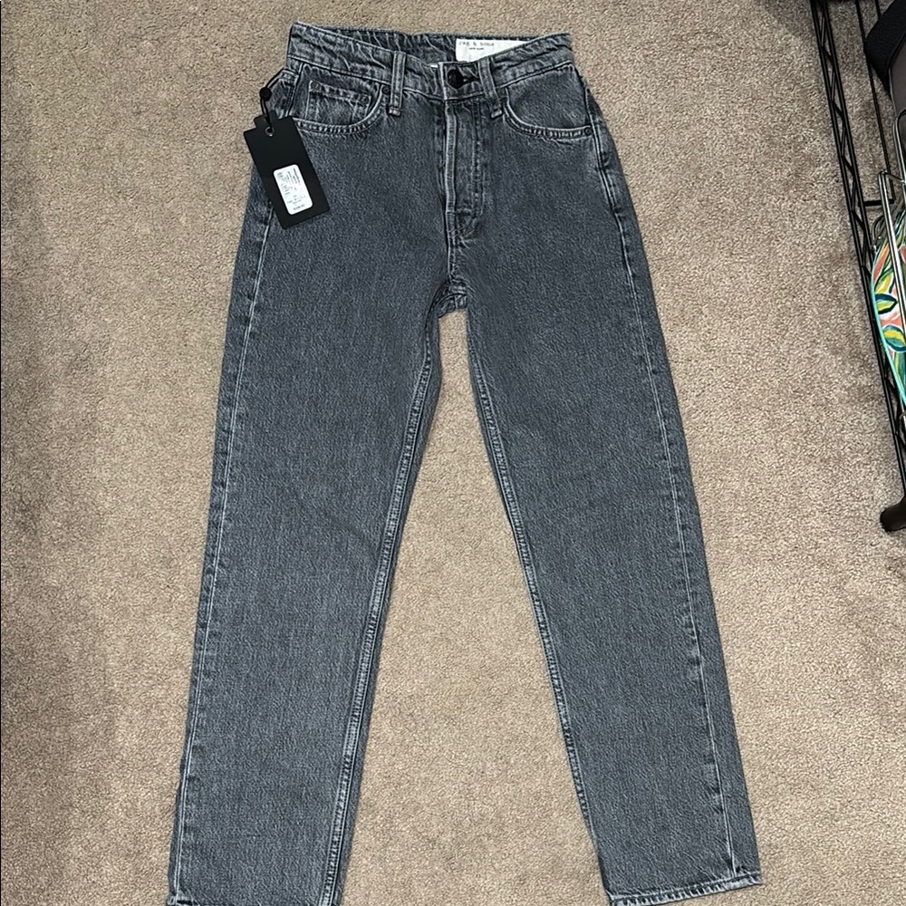 NWT Rag & bone high-rise ankle slim Gray Denim Jeans